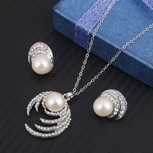 Classic women's wedding jewelry set gold color fine necklace earrings accessory gift 2019 new simulated Pearl Jewelry 2024 - buy cheap