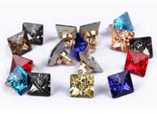 DIY Apparel Sewing Button Alloy Square color Crystal Glass Clothes Buckle 2 holes shank Shirts Sweater Buttons 20pc/lot 2024 - buy cheap