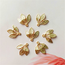 SEA MEW 10 PCS 20mm Fashion Metal Alloy KC Gold Leaf Pendant Charms For Jewelry Making 2024 - buy cheap