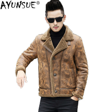 Мужская куртка из натуральной кожи AYUNSUE, короткая куртка из овечьей кожи, Корейская куртка, L16647K, KJ1331 2024 - купить недорого