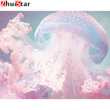 5D DIY Diamond Painting Full Display Pink jellyfish Diamond Embroidery Full Square Mosaic Picture Of Rhinestones Decor Gift XY1 2024 - buy cheap