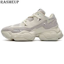 RASMEUP Plus Size 46 Genuine Leather Chunky Sneakers Men Women 2019 Fashion Street Style Women's Platform Shoes Woman Trainers 2024 - buy cheap