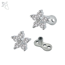 Trendy Flower Dermal Anchor Rhinestones Stainless Steel Pierced Tops Surface Skin Dermal Piercings Hide In Top Sexy Body Jewelry 2024 - buy cheap