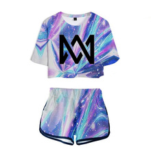 Summer Women's Sets Marcus and Martinus Short Sleeve Crop Top + Shorts Sweat Suits Women Tracksuits Two Piece Outfit Streetwear 2024 - buy cheap