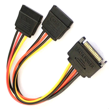 1PCS SATA 15 Pin Male To 2 SATA 15 Pin Female 15Pin Power cable HDD Y Splitter Universal Connector Adapter  NEW 2024 - buy cheap