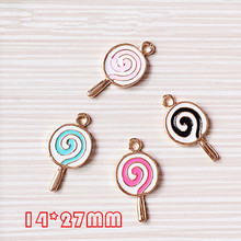 Wholesale 50PCS/Lot 14*27mm Lolipop Candy Pendant Charms Gold Tone Alloy DIY Jewelry Findings Necklace Bracelet Drop Oil Charm 2024 - buy cheap