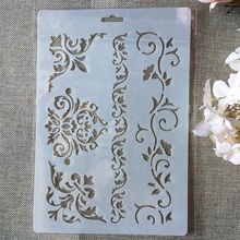 Molde decorativo com borda de flor, 26cm, estêncil para pintura, scrapbook, decoração, cartão de papel 2024 - compre barato
