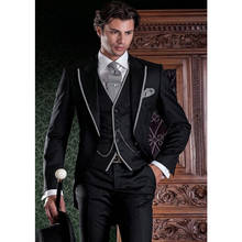 2017 Custom Made Italian Stylish Men Suit (Jacket+Pants+Vest) Prom Wedding Suits For Men Tuxedo Groomsmen Costume Marriage Homme 2024 - buy cheap