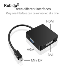 Kebidu 3 в 1 для порта дисплея Thunderbolt Mini DP к порту DVI VGA, Кабель-адаптер для Apple MacBook Pro Mac Book Air 2024 - купить недорого