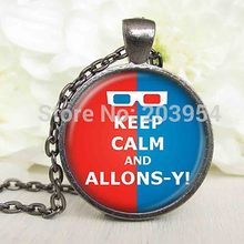 Steampunk Keep calm and allons-y dr doctor who tardis chain Necklace 1pcs/lot 4 color Pendant jewelry men christmas gift cosplay 2024 - buy cheap