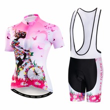 Ropa de Ciclismo de equipo profesional para mujer, Kit de Ciclismo para niña, Jersey y pantalones cortos, 2018 2024 - compra barato