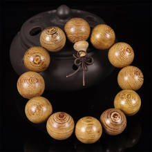 Natural Big Leaf Sandal wood WengeTubular Prayer Beads Tibetan Buddhist Mala Buddha Bracelet Rosary Wooden Bangle Jewelry 2024 - buy cheap