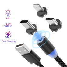 Metal Magnetic USB Cable For iPhone Type C Micro 2.4A Fast Charger LED Light For Samsung Xiaomi Huawei Android Phone Cord 1M 2024 - buy cheap