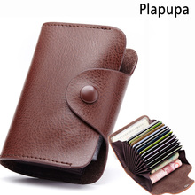 Genuine Leather Isolated Organ ID Card Holder Fashion Candy Color Bank Credit Card ID Wallet Simple Buckle Bag Custom name logo 2024 - buy cheap