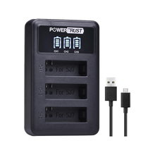 PowerTrust 1x LED 3-Slots USB Battery Charger for Original SJCAM SJ7 Star Li-ion Camera Battery 2024 - buy cheap