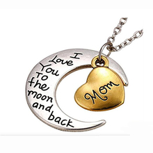 Mom I Love You To The Moon and Back" Heart Pendant Necklace Two Pendants Fashion Gift Love Necklace 2024 - buy cheap