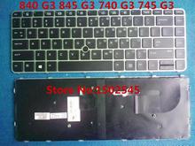 Teclado portátil para HP EliteBook 840 G3 845 G3 740 G3 745 G3 keyboard EUA com moldura com ponto de alavanca com teclado retroiluminado 2024 - compre barato