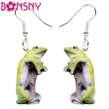 Bonsny Statement Acrylic Standing Frog Earrings Drop Dangle Fashion Animal Jewelry For Women Girls Teens Gift Charms Wholesale 2024 - buy cheap