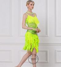 Vestido personalizado para competição de dança, verde personalizado para costas, rumba cha cha, salsa, tango 2024 - compre barato