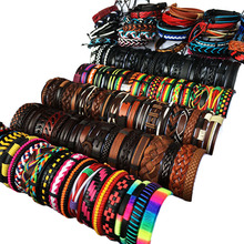 New Party Gift Random 10PCS Multilayer Multi-color Leather Bracelet Men Handmade Braided Ethnic Tribal Bracelets & Bangle KP21 2024 - buy cheap