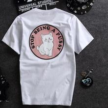 Zuolunouba verão streetwear roupas casuais algodão manga curta solta camisetas topos gato impressão harajuku o-pescoço camisetas feminino branco 2024 - compre barato