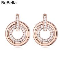 BeBella-pendientes de aro con cristales checos para mujer y niña, aretes redondos, color dorado, Rosa 2024 - compra barato