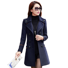 2015 double breasted trench coat for women wool female overcoat red winter coat women manteau long femme ladies winter coats 2024 - buy cheap
