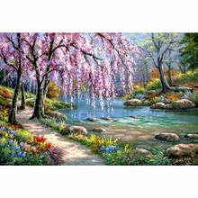 5D DIY Diamond Painting River Crystal Full Diamond Painting Cross Stitch Needlework Beautiful Weeping Willow Home Decorative 2024 - buy cheap