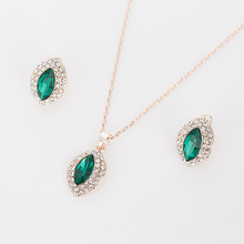 YFJEWE Factory price Wholesale New Jewelry Rhinestone Green Crystal Round Necklace + Dangle Earrings Jewelry Sets Gifts  #N165 2024 - buy cheap