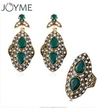 Joyme-Conjunto de pendientes y pendientes largos para mujer, aretes, aros, cristales, Color dorado, verde o negro, estilo tailandés 2024 - compra barato