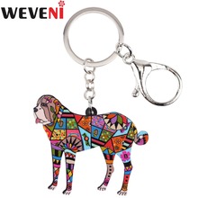 WEVENI Acrylic Printing Saint Bernard Dog Key Chain Key Ring Holder Charm New Trendy Jewelry For Women Keychain Accessories 2024 - buy cheap