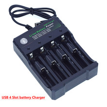 18650 Charger 4 slot Li-ion battery USB independent charging portable electronic cigarette 18350 16340 14500 battery charger 2024 - buy cheap