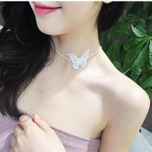 Korean Fashion Retro Stereo Lace Butterfly Short Clavicle Necklace Female Birthday Gift Jewelry Wholesale Necklace Women Chocker 2024 - buy cheap