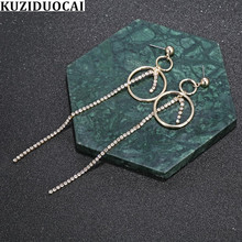 316 Stainless  Kuziduocai New Fashion Jewelry Punk Round Circle Tassel Statement Drop Earrings For Women Brincos Pendientes E-75 2024 - buy cheap