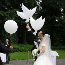 1 pçs eco voando branco pomba balões hélio pombo decoração do casamento paz pássaro balão festa decoração suprimentos 105x42cm 2024 - compre barato