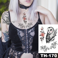 Waterproof Temporary Tattoo Sticker Rose Owl Vine pattern Water Transfer Under Breast Sternum Shoulder body art fake tattoo 2024 - buy cheap