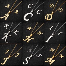 Smjel aço inoxidável árabe letras colar feminino bijoux 26 letras alfabeto colares nome inicial jóias de ouro presentes meninas 2024 - compre barato