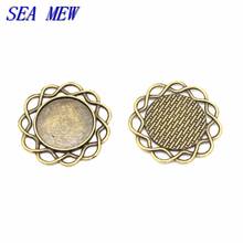 SEA MEW-Base redonda de cabujón de 20mm, 40 Uds., color bronce antiguo/plata, bandeja colgante de Metal de aleación, ajustes para fabricación de joyas 2024 - compra barato