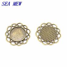 Sea mew 40 peças base de cabochão redonda, bronze antigo/cor de prata, pingente de liga metálica vintage, configurações de bandeja para fazer joias 2024 - compre barato