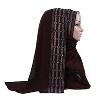 H1166 latest big size chiffon muslim long scarf with rhinestones,fashion women's headwrap,fast delivery 2024 - buy cheap