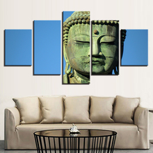 Arte de parede para decoração de casa imagem em tela hd impresso 5 painéis pedra buda sala de estar estátua de buda pintura pôsteres de moldura 2024 - compre barato