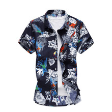 Camisa floral masculina de manga curta, 20 estilos, casual, camisa de praia com estampa de flor do havaí, camisa 6xl 7xl para homens 2024 - compre barato