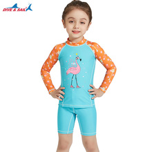 3-10 Years Old Children Girls Quick Dry Swimwear Swimsuit Swimming separately two pieces suit Bathing UPF 50+ Long Sleeve Surf 2024 - buy cheap