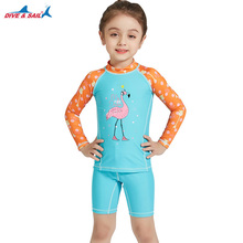 Roupa de banho secagem rápida para meninas de 3-10 anos, maiô para natação separadamente duas peças, roupa de banho upf 50 + manga comprida para surf 2024 - compre barato