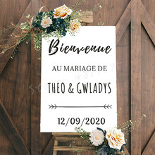 French Version Welcome To Our Wedding Vinyl Stickers Wedding Bienvenue Sign Custom Vinyl Decal Custom Names Wedding Decor  AZ555 2024 - buy cheap