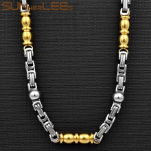 SUNNERLEES-collar de acero inoxidable para hombre y mujer, cadena de eslabones bizantinos geométricos de 6mm, Color plateado y dorado, SC59 N 2024 - compra barato