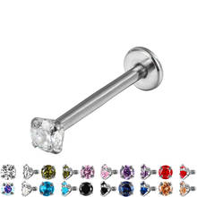 G23titan 10 Colors Zircon Internally Thread Labret Lip Rings 16G Surgical Steel Ear Cartilage Tragus Piercing Body Jewelry 2024 - buy cheap