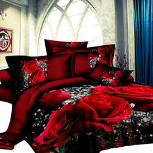 Novo estilo: jogo de cama com flores vermelhas 3d, edredom, lençol, fronha, roupas de cama, capa de edredom 2024 - compre barato