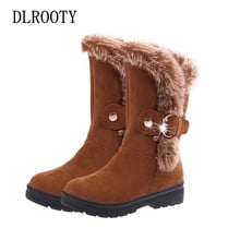 Women Snow Boots 2018 Winter Warm Plush Female Casual Shoes Woman Mid-Calf Flat Fashion Platform Round Toe Buckle Strap 2024 - buy cheap