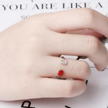 Anillo abierto en forma de U para mujer, anillo ajustable con forma de corazón de amor rojo creativo, con letras de cristal, para regalo familiar 2024 - compra barato